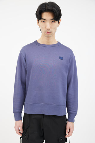 Acne Studios Blue Cotton Fairview Face Logo Sweater