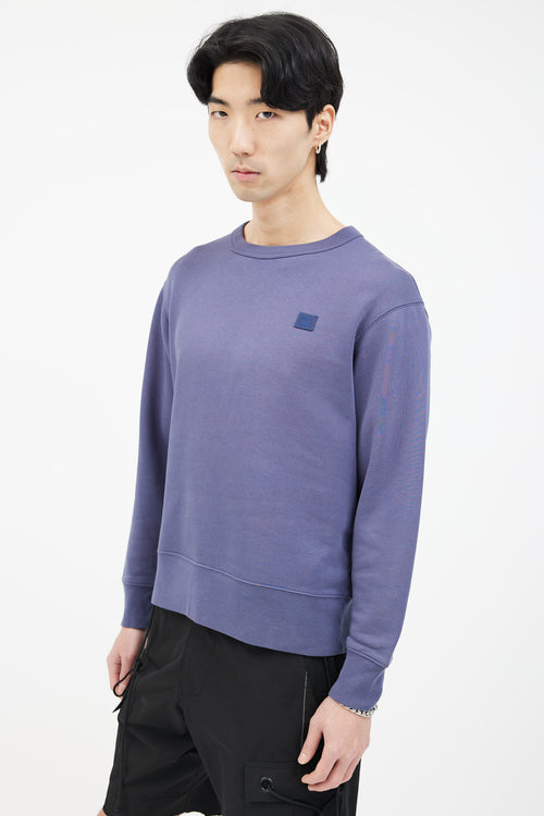 Acne Studios Blue Cotton Fairview Face Logo Sweater