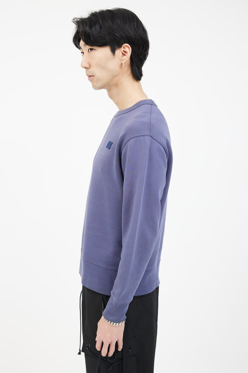 Acne Studios Blue Cotton Fairview Face Logo Sweater