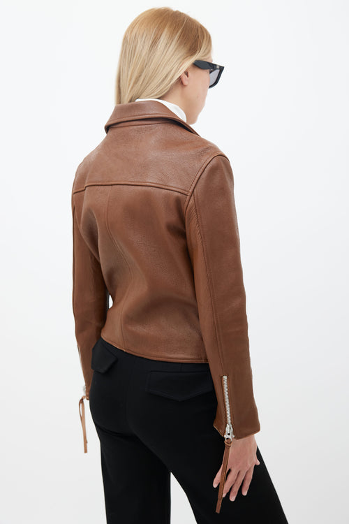 Acne Studios Brown Leather Moto Jacket