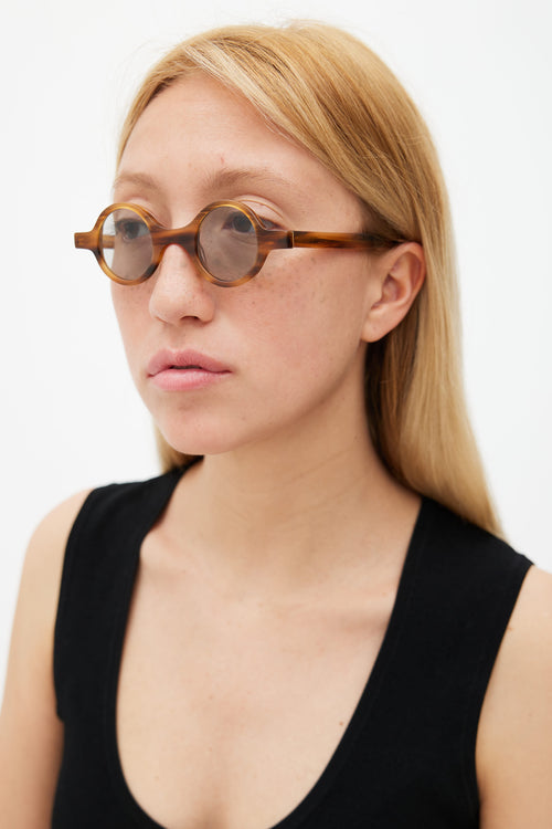 Acne Studios Brown Marble Valeska Round Sunglasses