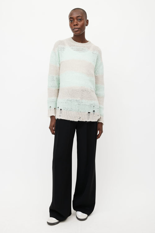 Acne Studios Grey 
Green Striped Knit Sweater