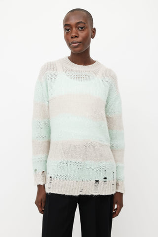 Acne Studios Grey 
Green Striped Knit Sweater