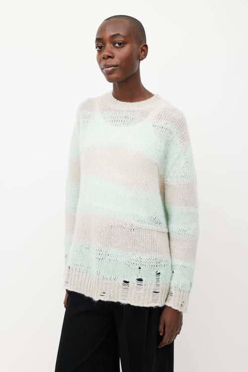 Acne Studios Grey 
Green Striped Knit Sweater