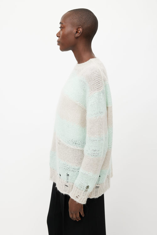 Acne Studios Grey 
Green Striped Knit Sweater