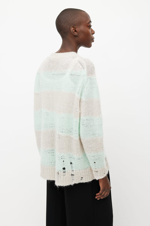 Acne Studios Grey 
Green Striped Knit Sweater