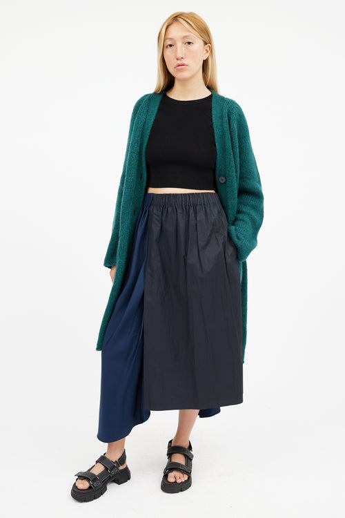 Acne Studios Navy Panelled Silk Skirt