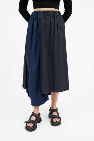 Acne Studios Navy Panelled Silk Skirt