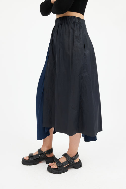 Acne Studios Navy Panelled Silk Skirt