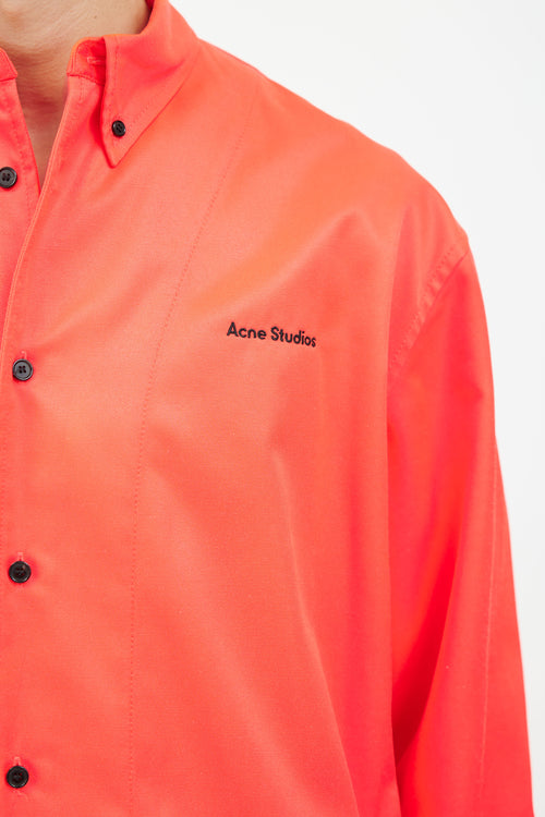 Acne Studios Neon Red Embroidered Logo Jacket