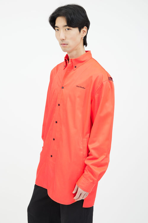 Acne Studios Neon Red Embroidered Logo Jacket