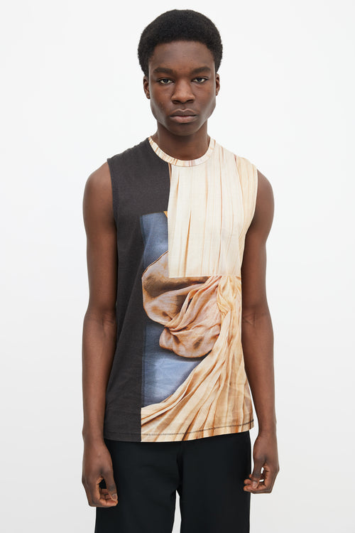 Acne Studios AW13 Brown 
Beige Cotton Zone Merc Print Tank