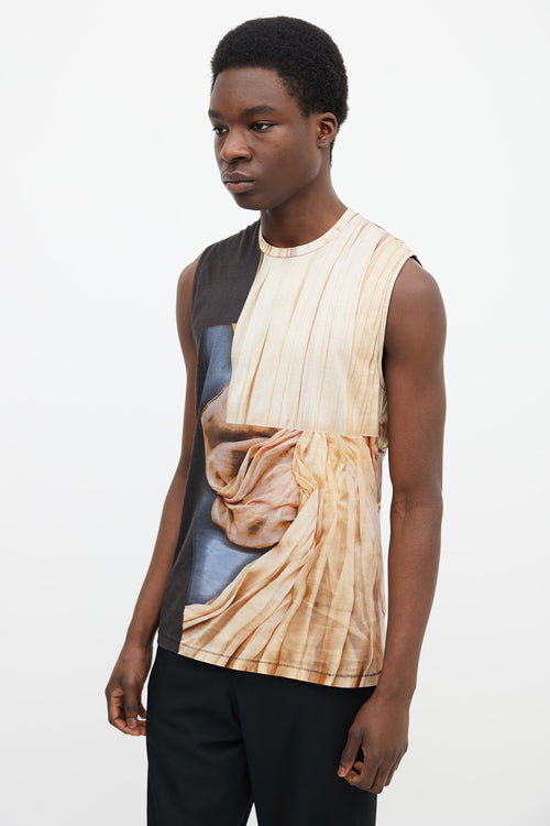 Acne Studios AW13 Brown 
Beige Cotton Zone Merc Print Tank