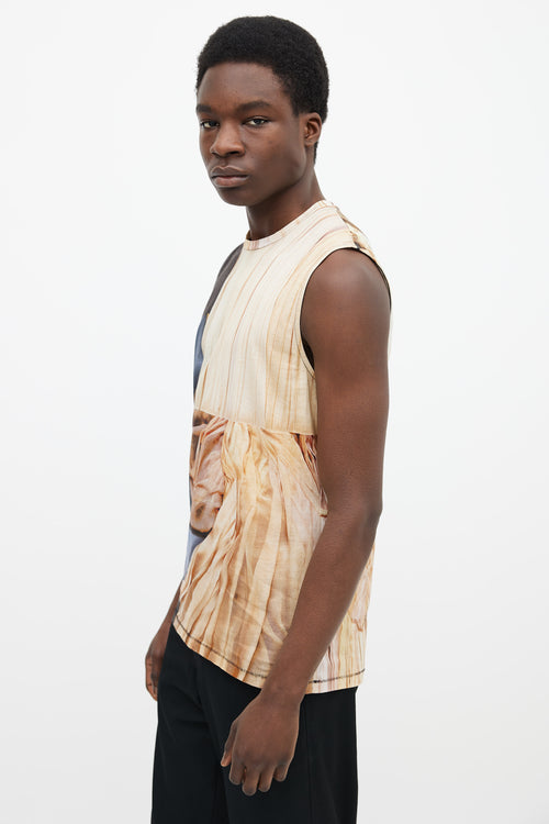 Acne Studios AW13 Brown 
Beige Cotton Zone Merc Print Tank