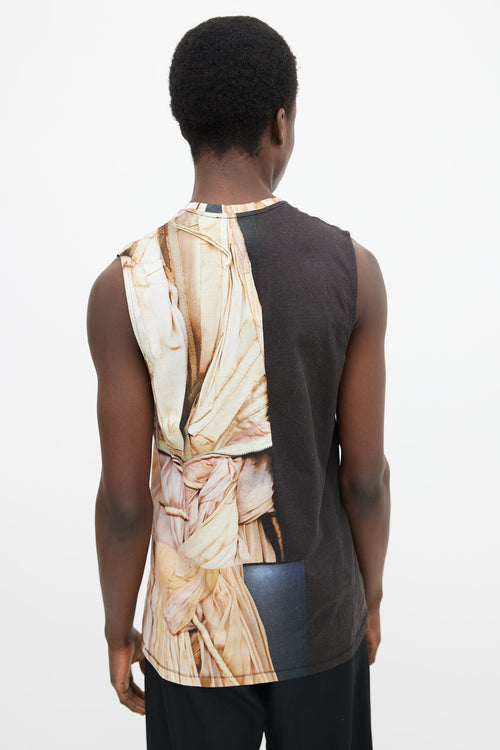 Acne Studios AW13 Brown 
Beige Cotton Zone Merc Print Tank