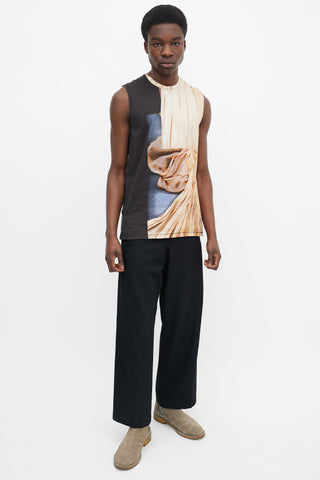 Acne Studios AW13 Brown 
Beige Cotton Zone Merc Print Tank