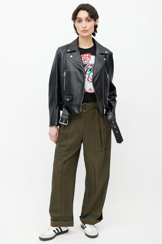 Acne Studios Black Leather Oversized Biker Jacket