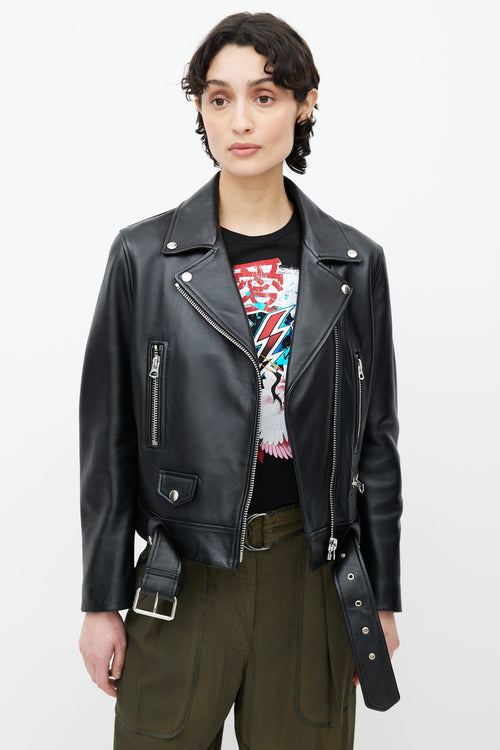 Acne Studios Black Leather Oversized Biker Jacket