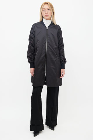 Acne Studios Black Nylon Eclipse Shine Long Bomber Jacket