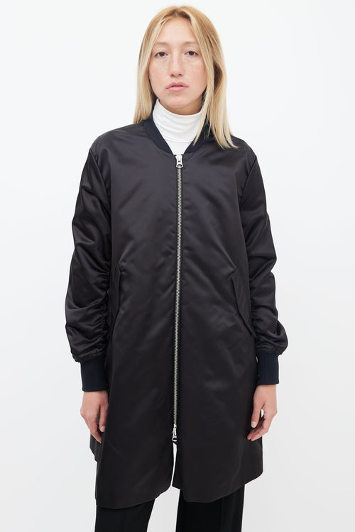 Acne Studios Black Nylon Eclipse Shine Long Bomber Jacket