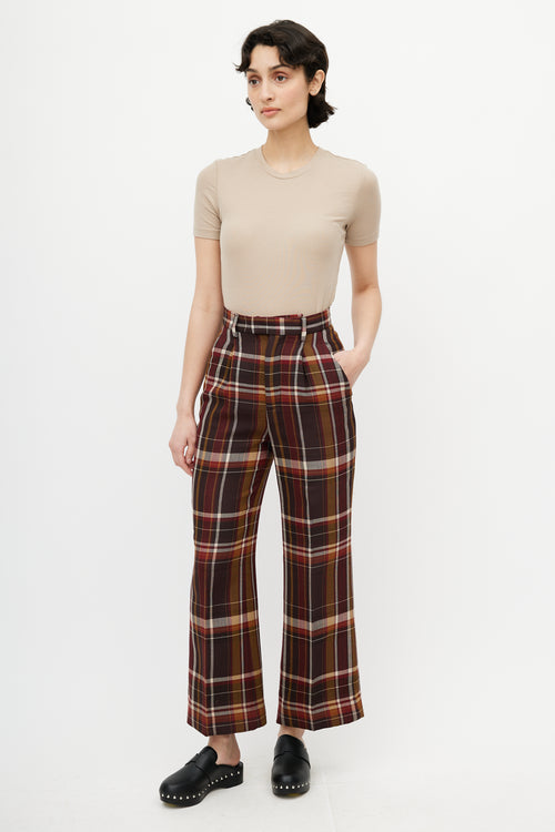 Acne Studios Burgundy 
Multicolour Plaid Trouser