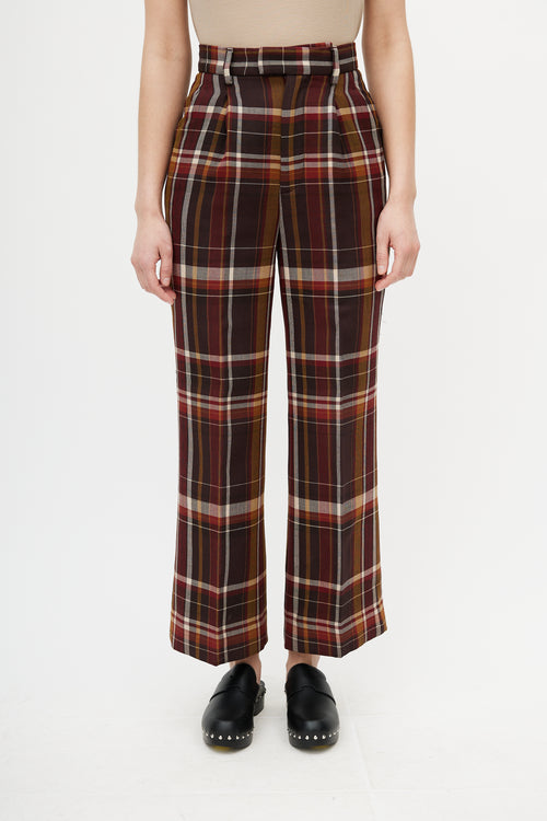 Acne Studios Burgundy 
Multicolour Plaid Trouser