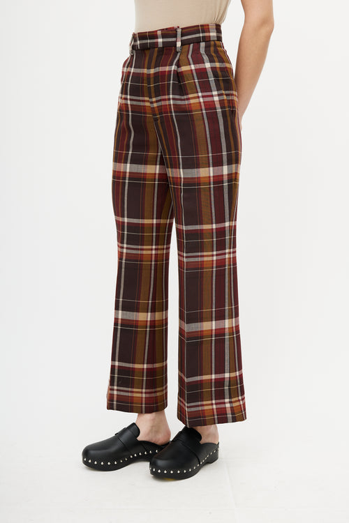 Acne Studios Burgundy 
Multicolour Plaid Trouser