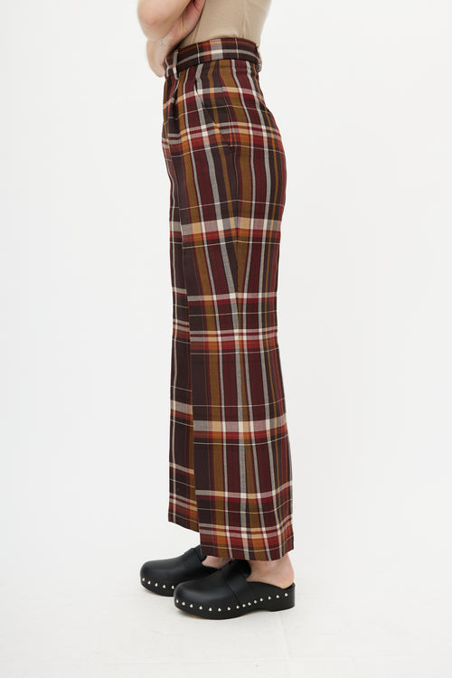 Acne Studios Burgundy 
Multicolour Plaid Trouser