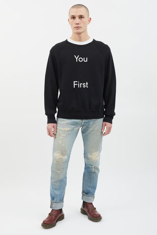 Acne Studios FW14 Black College Slogan Crew Sweatshirt