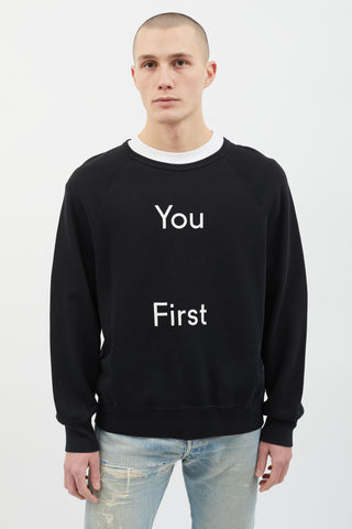 Acne Studios FW14 Black College Slogan Crew Sweatshirt