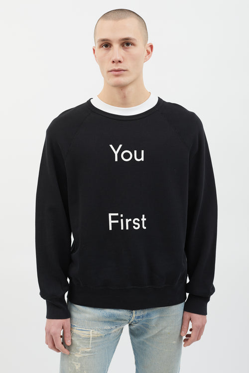 Acne Studios FW14 Black College Slogan Crew Sweatshirt