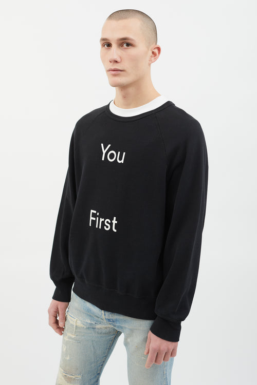 Acne Studios FW14 Black College Slogan Crew Sweatshirt