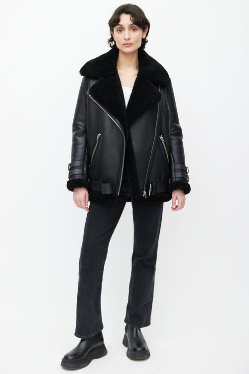 Acne Studios FW 2017 Black Leather 
Shearling Velocite Moto Jacket