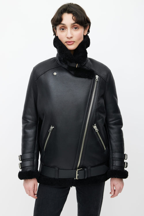 Acne Studios FW 2017 Black Leather 
Shearling Velocite Moto Jacket