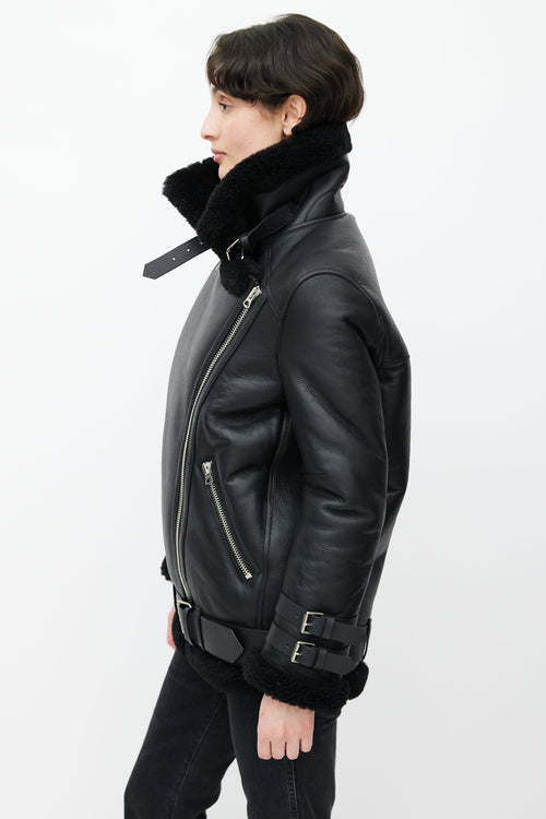 Acne Studios FW 2017 Black Leather 
Shearling Velocite Moto Jacket