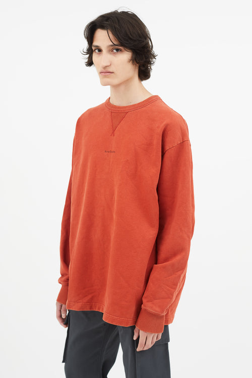 Acne Studios Faded Orange Stamped Logo Sweater