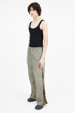 Acne Studios Green Nylon 
Velvet Side Zip Track Pant