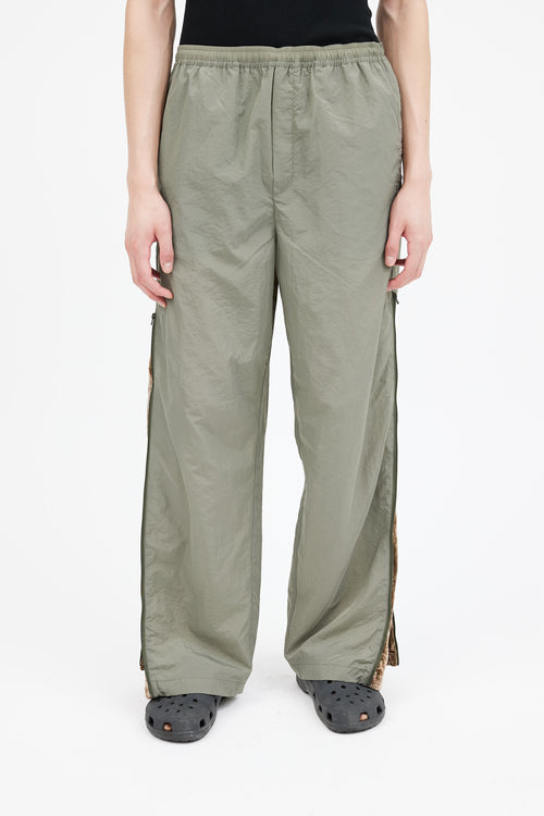 Acne Studios Green Nylon 
Velvet Side Zip Track Pant