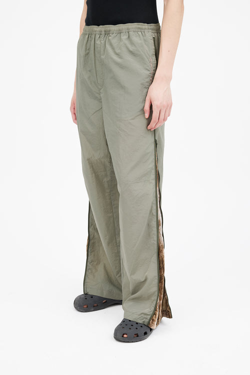 Acne Studios Green Nylon 
Velvet Side Zip Track Pant