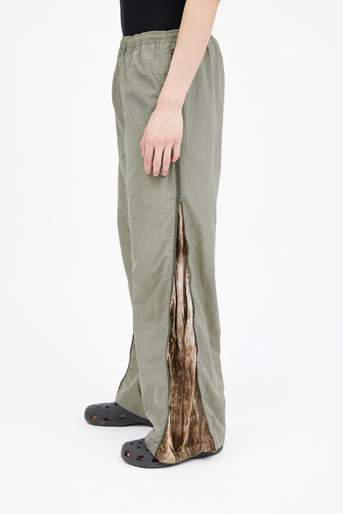 Acne Studios Green Nylon 
Velvet Side Zip Track Pant