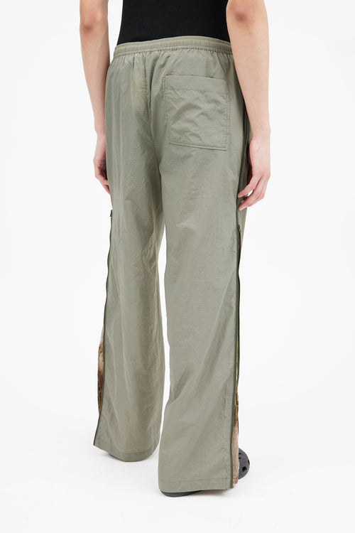 Acne Studios Green Nylon 
Velvet Side Zip Track Pant