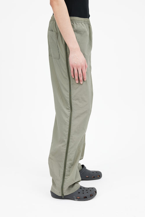 Acne Studios Green Nylon 
Velvet Side Zip Track Pant