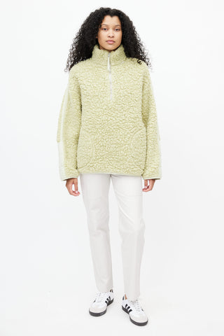 Acne Studios Green Shearling Quarter Zip Sweater