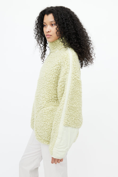 Acne Studios Green Shearling Quarter Zip Sweater