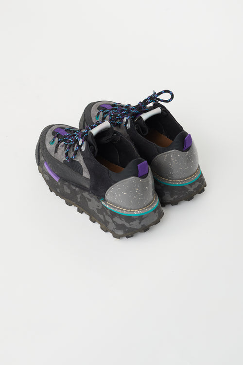 Acne Studios Grey 
Purple Platform Sneaker