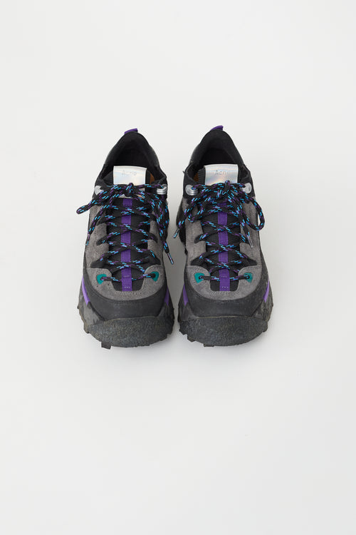 Acne Studios Grey 
Purple Platform Sneaker