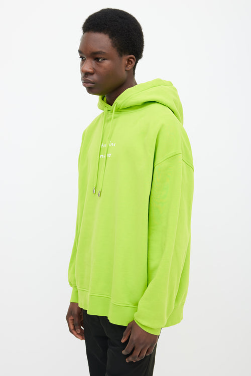 Acne Studios Neon Green 
White Logo Oversized Hoodie Sweater