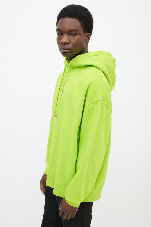 Acne Studios Neon Green 
White Logo Oversized Hoodie Sweater