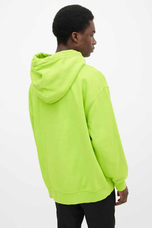 Acne Studios Neon Green 
White Logo Oversized Hoodie Sweater