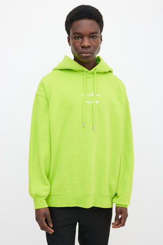 Acne Studios Neon Green 
White Logo Oversized Hoodie Sweater